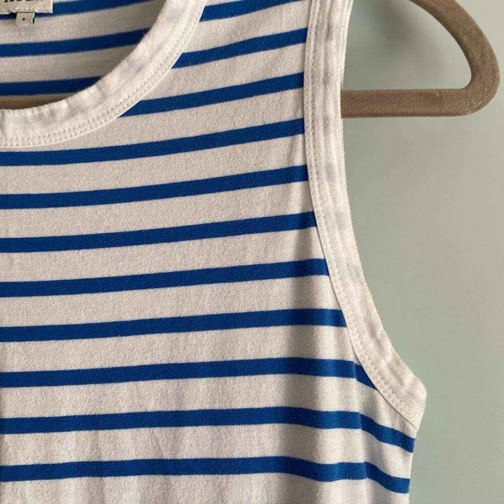 KULE The TANK Midi Dress WHITE and ROYAL BLUE 100% cotton sz Small - Picture 8 of 9